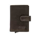 Bossi Mechanism Cardholder Wallet With Coin Flap Pouch - Goat Oily Hunter Brown