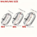 5PCS Stainless Steel Screw Lock Carabiners - M4 M5 M6 Sizes For Camping Hiking & Outdoor Adventures