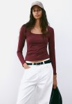 Long-sleeved Jersey Top - Burgundy