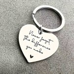 1PC Stainless Steel Keychain For Women Heart-shaped Engraved "never Forget The Difference You Make" Inspirational Gift Purse Cha