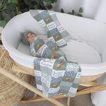 Wrap Set Swaddle Set Highland Cow Farm And Arrow Sage Green And Beige