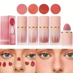 Handaiyan High Pigment Velvet Liquid Blush Waterproof Brightening Cream Blush For All Skin Tones Medium Coverage Berry Tone Natu