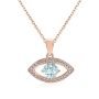 DESTINY 925 Sterling Silver Blue Topaz Evil Eye Necklace - Rose Gold