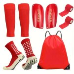 5-PIECE Soccer Gear Set: Unisex Slip-on Soccer Socks Knee Pads Comfortable Leg Sleeves & Durable Knee Straps - Perfect For Outdo