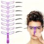 8pcs Eyebrow Stencils Reusable Eyebrow Shaping Templates With Handle Multi-Style Flexible Brow Drawing Guide Tool For Perfect Eyebrows