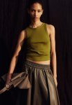 Ribbed Vest Top - Olive Green