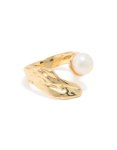 Goldair Gold Plated Pearl Open Textured Ring - M l