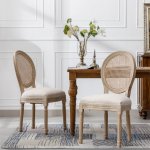 Vintage French Dining Chairs With Rattan Back Set Of 2