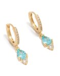Goldair Gold Plated Plated Blue Cubic Zirconia Huggie Earrings