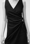 Textured Wrap Dress - Black