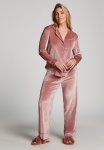 Pant Shiny Velours Piping - Rose Brown