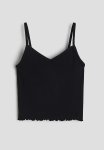 Ribbed Jersey Strappy Top - Black