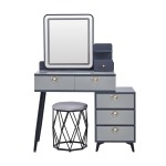Grey And White Dressing Table With Stool And Lights