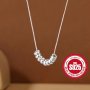 S925 Sterling Silver Geometric Round Beads Decor Princess Necklace Simple Style Hypoallergenic Necklace Casual Accessories