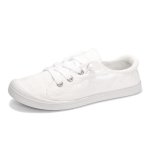 Womens Slip On Shoes Canvas Comfort Sneakers With Low Top Classic Flat Shoes For Women Walking With Non Slip Rubber Outsole Whit