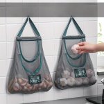 Versatile Kitchen Storage Mesh Bag - Wall-mounted Organizer For Fruits Vegetables Ginger & Garlic