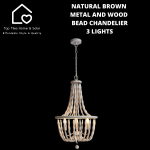 Natura L Brown Metal And Wood Bead Chandelier - 3 Lights