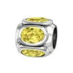 C215-C3786 - 925 Sterling Silver Barrel With Stones European Bead - Yellow Cz Stone