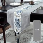 Table Runner Modern For Furniture With Tassel For Home Christmas Party Restaurants Fabric Decorative Table Runners Grey FLOWER33