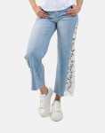 Sissy Boy High Waist Crochet Inset Wide Leg Lt Vintage Jeans - 14 Blue