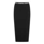 Knitted Midi Logo Skirt -black