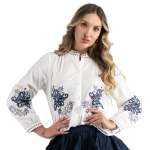 Embroidered Flower Blouse - White Free
