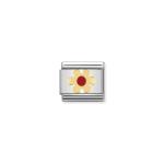 Composable Classic Nature Enamel Gold Red Flower No Stem Link