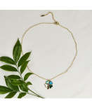 Blue Clover Pendant Necklace - Gold Free