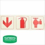 Parrot Photoluminescent 190MM Safety Sign - F10 - Arrow Down + Fire Extinguisher + Fire Hydrant