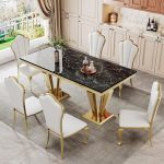 White Upholstered High Back Dining Chair