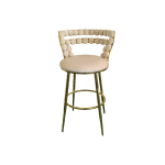 Modern Design Kitchen Velvet Bar Stool Chair With Footrest XH033 Cream