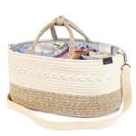 Yeayee Baby Diaper Caddy Organizer XL 5 Grids 8 Pockets Shoulder Strap Portable Nursery Storage Basket With 2 Changeable Compart