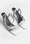 Ezra Studded Ankle Strap Heel - White