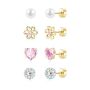 Children's Earrings Girls Set Cute Flowers Heart Pearl Stud Earrings