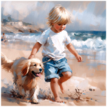 Stretched Canvas Beach Kids