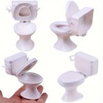 Charming Miniature Toilet Set 1PC 2PCS - Quirky White Plastic Toilet For Dollhouses & Fairy Gardens Perfect For Diy Crafts Weddi