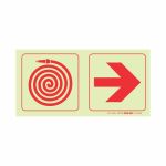 Photoluminescent 190MM Safety Sign F20 Fire Hose Reel Arrow Right