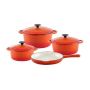 7 Piece Authentic Cast Iron Dutch Oven Cookware Pot Set - Ivory