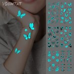 1PC Temporary Tattoo Flower Branch Star Butterfly Leaves Pattern Tattoo Sticker Luminous Glow Waterproof Temporary Tattoo Sticke