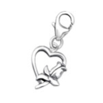 C808-C24587 - 925 Sterling Silver Rose Heart Charm Dangle