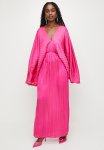Pleated Dolman Sleeve Maxi Dress - Cerise