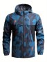Men's Printed Casual Sports Jacket Spring/Autumn Lightweight Windproof Breathable Comfortable Top With Hood