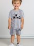 King & Crown Print 2pcs Boys Casual Print Comfortable Versatile Short Sleeve T-shirt & Shorts Set Cool Lightweight And Comfy Summer Clothes