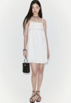 Embroidered A-line Dress - Cream