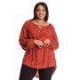 Donnay Plus Size Woven Peasant Printed Top - Rust