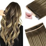 Doores Genius Tape In Weft Hair Extensions Human Hair Chocolate Brown To Caramel Blonde 24 Inch 60G Genius Seamless Weft Invisib