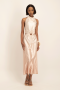 Siara Ombre Satin Midi Dress W/ Tie Back - Pink/nude - XS