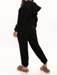 Fuzzy Hooded Pajama Jumpsuit For Music Festival Comfy & Cute Long Sleeve Zipper Pajamas Women's Lingerie & Sleepwear