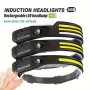 USB Rechargeable Led+cob Headlamp With Motion Sensor 400MAH Lithium Battery Non-waterproof Shell 1/2/3 Headbands For Outdoor Activities - Running Fishing Camping Hiking Emergency Work Light