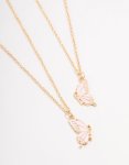 Goldair Gold & Pink Butterfly Necklaces 2-PACK